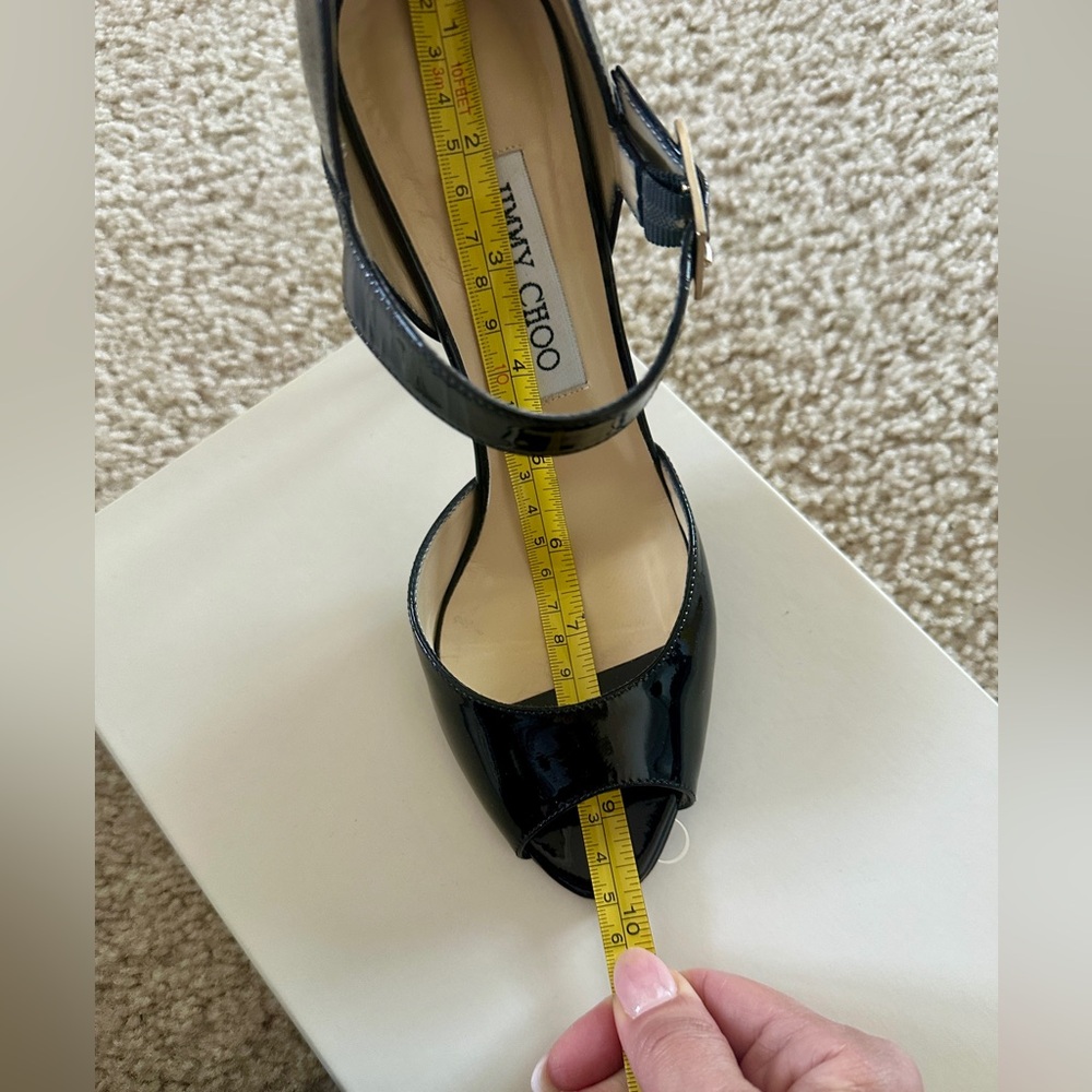 Jimmy Choo Black Patent Leather Peep-Toe Mary Jane Heels - Picture 9 of 9